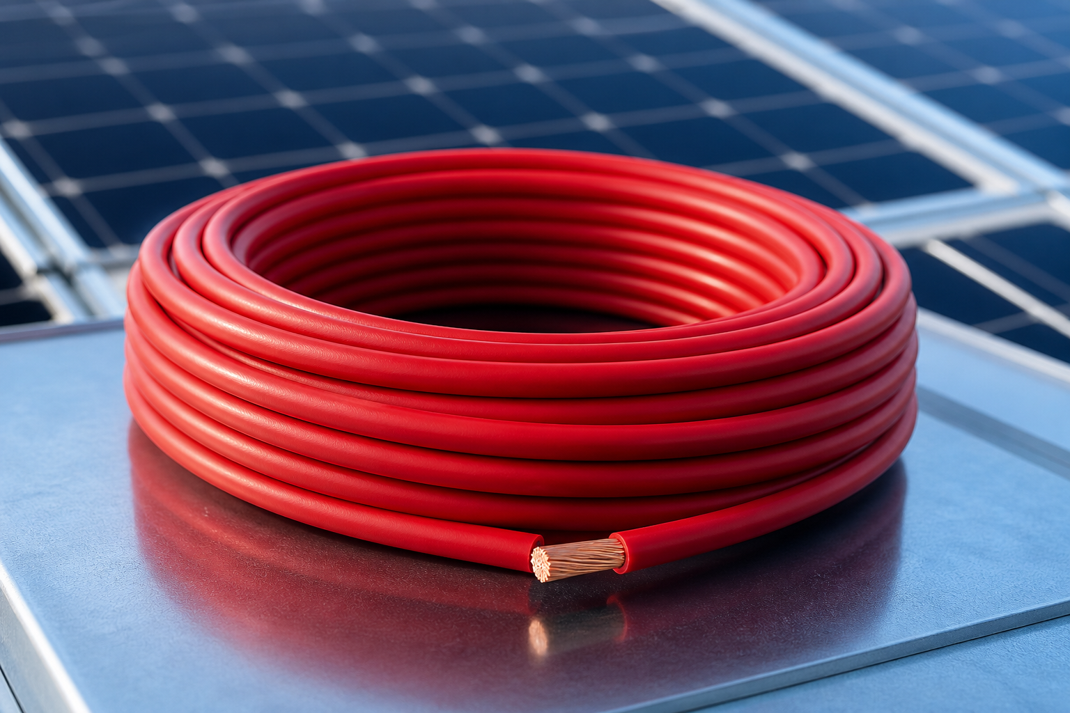 Red solar DC wire coil