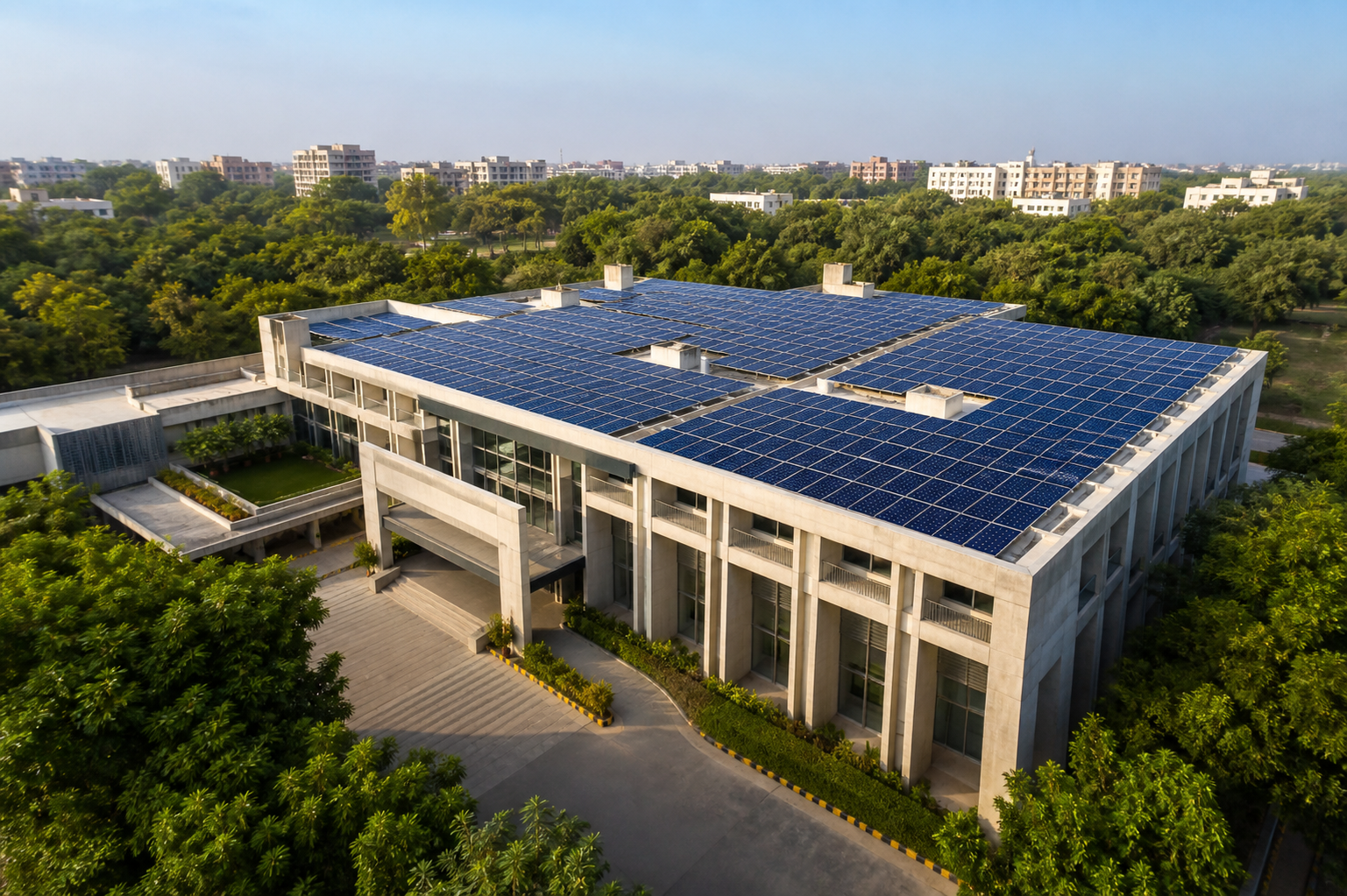 Commercial building with rooftop solar system
